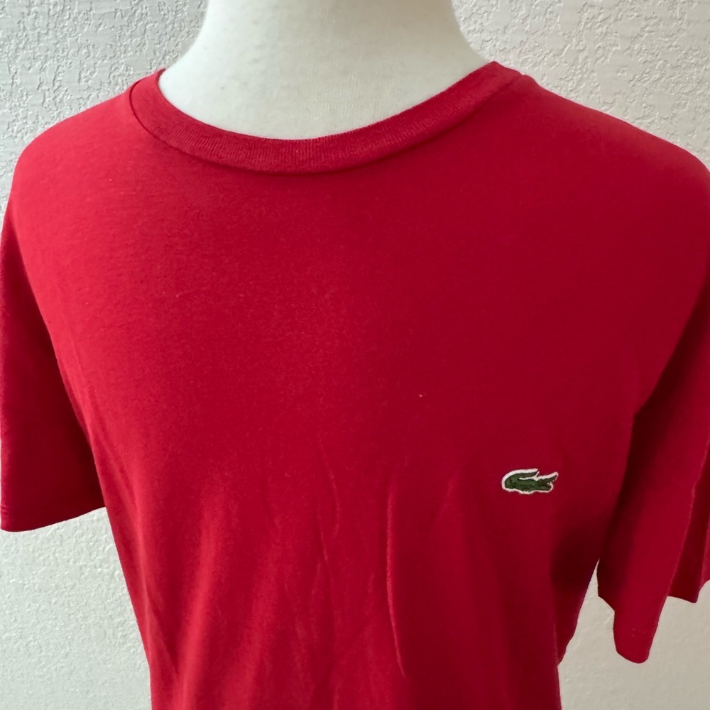 Lacoste Unisex Short Sleeve Crew Neck Pima Cotton T-Shirts Vibrant Red XS EUC - Picture 7 of 9